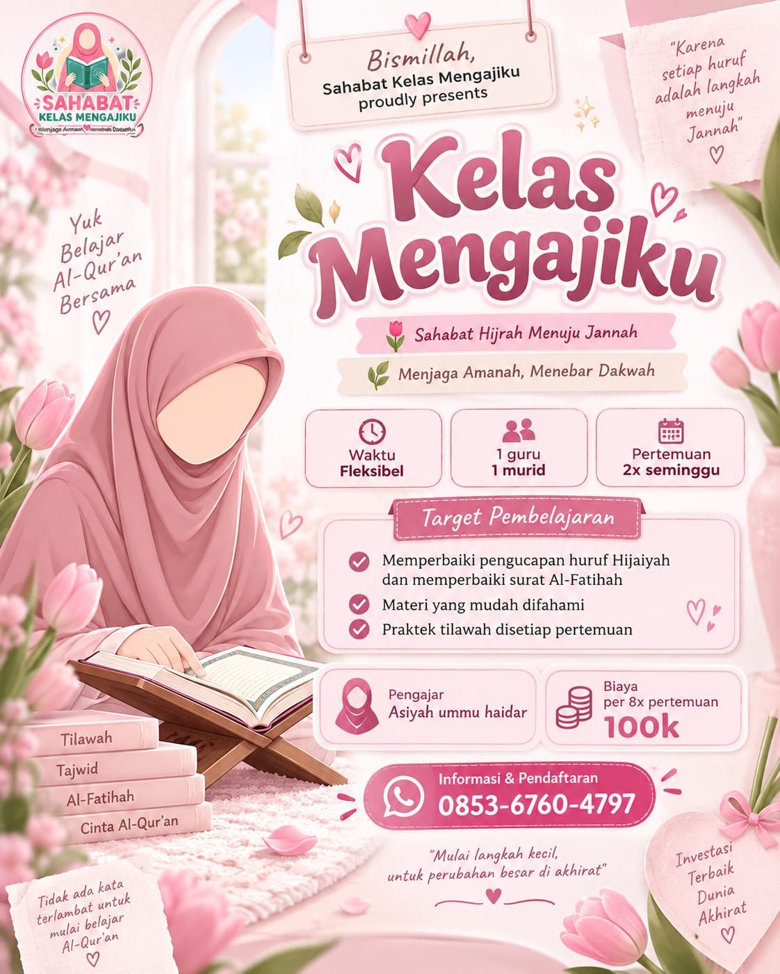 Program privat Kelas Mengajiku — 1 guru 1 murid, 2x seminggu